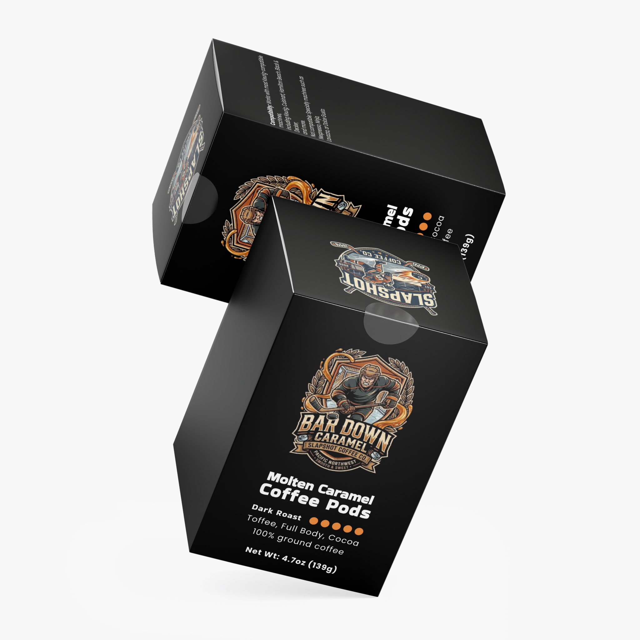 Bar down caramel (dark roast pods)